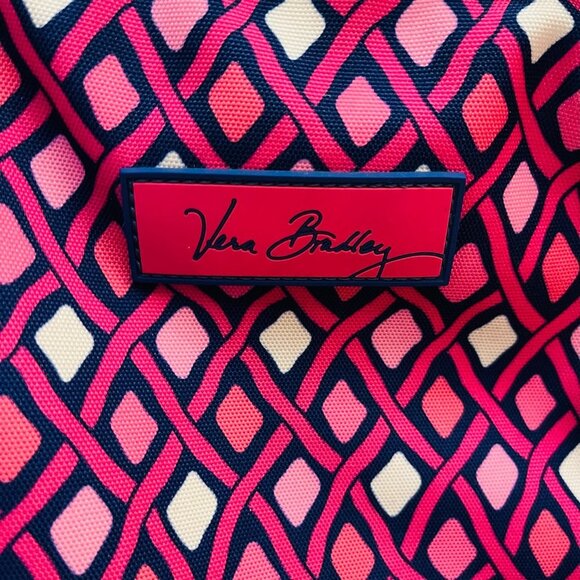Retired Large Vera Bradley Canvas Backpack Pink Navy Blue 4 Pockets H2O … - Picture 4 of 16